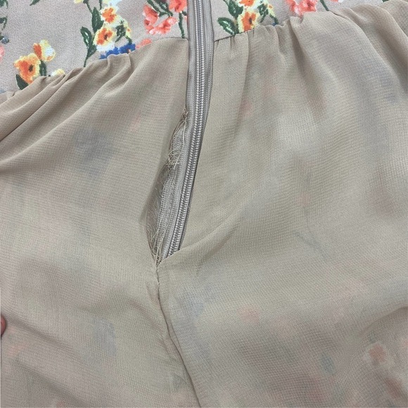 MILLAU Tan Multicolored Floral Print High Low Asymmetrical Ruffled Skirt - Picture 9 of 14